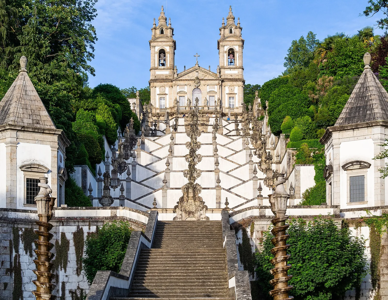 The stairway and church of Bom Jesus do Monte rising above Braga.