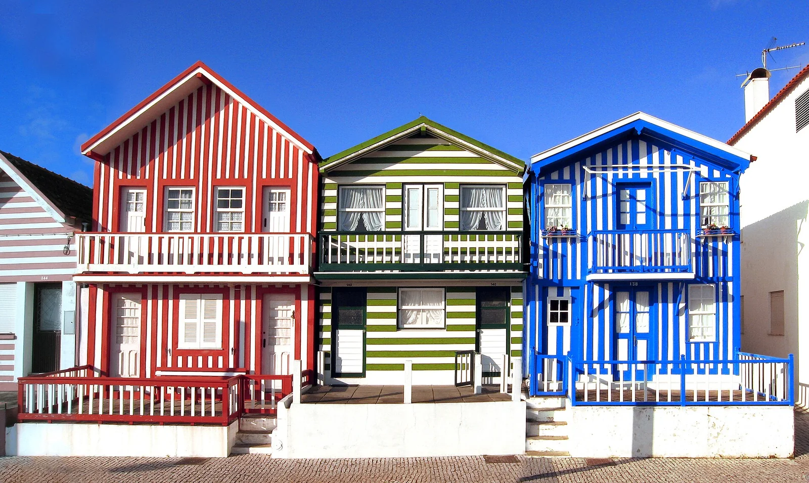 Striped houses in Costa Nova near Aveiro.